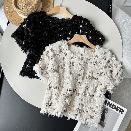 Sequined Top European And American Fashion Shiny T-shirt