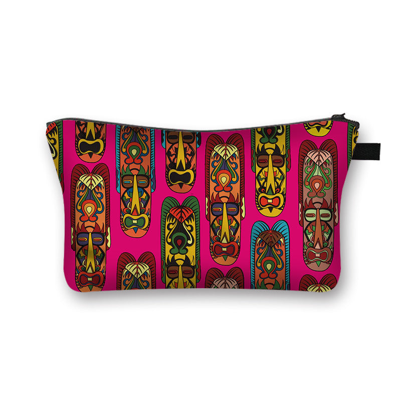 Ny Geometrisk Print Polyester Kosmetiktaske Stor Kapacitet Clutch Taske Dame Mode Rejse Opbevaringstaske