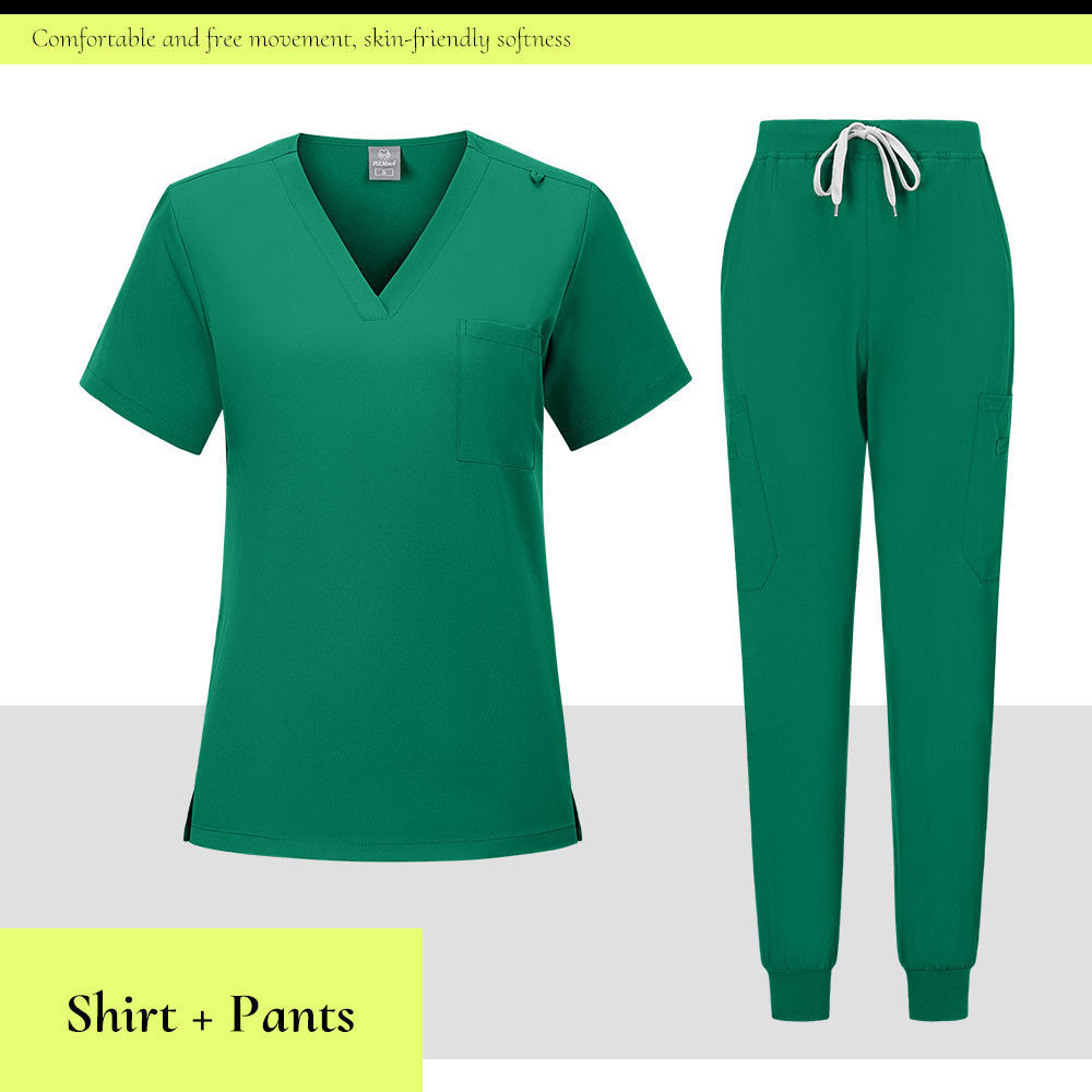 V-neck Medical Scrub Top And Pant Set