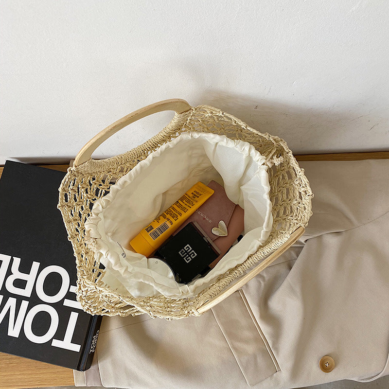 Women's Fashion Casual Straw Solid Color Tote Bag