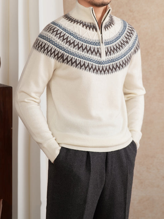 Wool Slim Fit Stand Collar Embroidery Warm Fashion Vintage Sweater