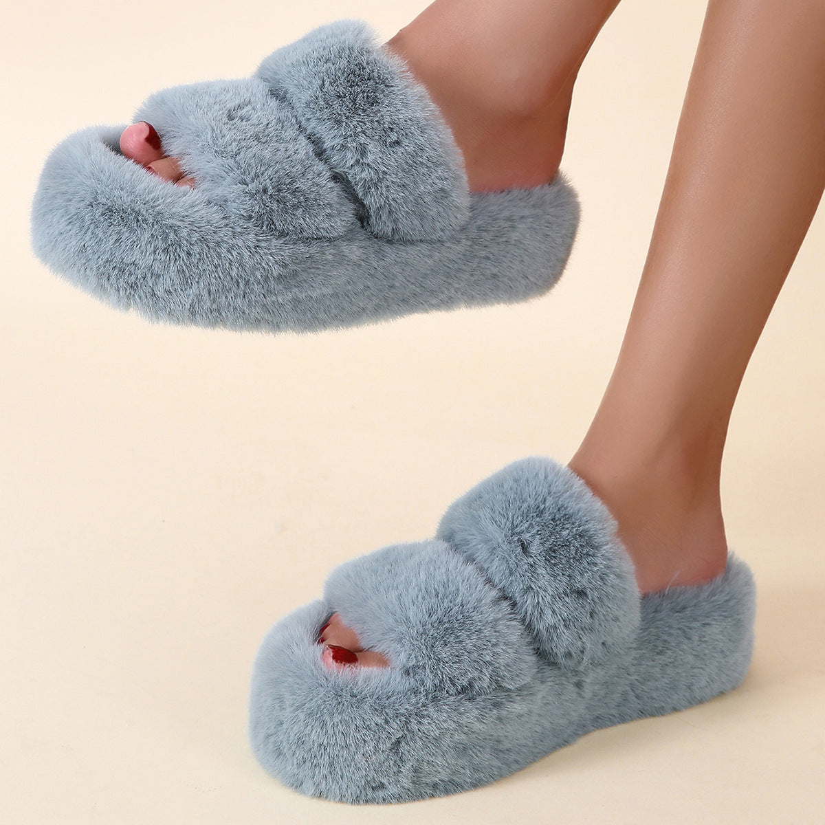 Fluffy Women's Thick-soled Home Slippers