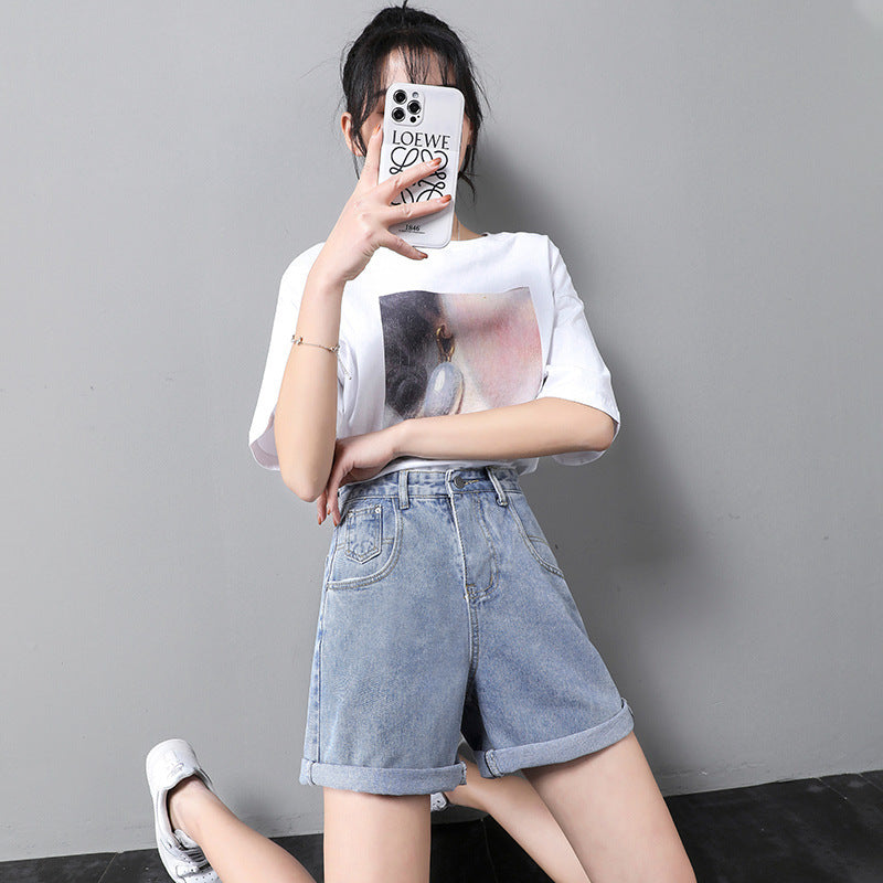 Loose Korean Style High Waist Girl Denim Shorts