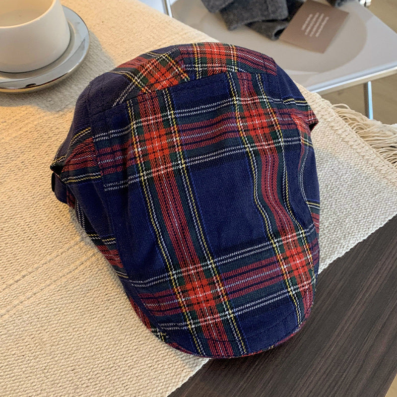 Dopamine Retro Plaid Advance Hats Women's Spring And Autumn