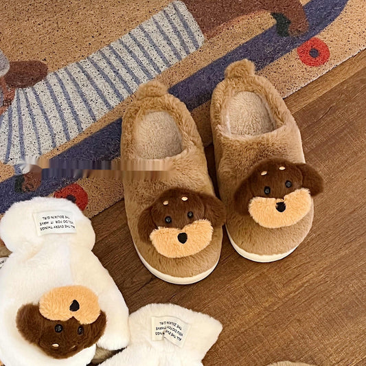 Ugly And Cute Sausage Puppy Plush Cotton Slippers Home Indoor Thickening Warm