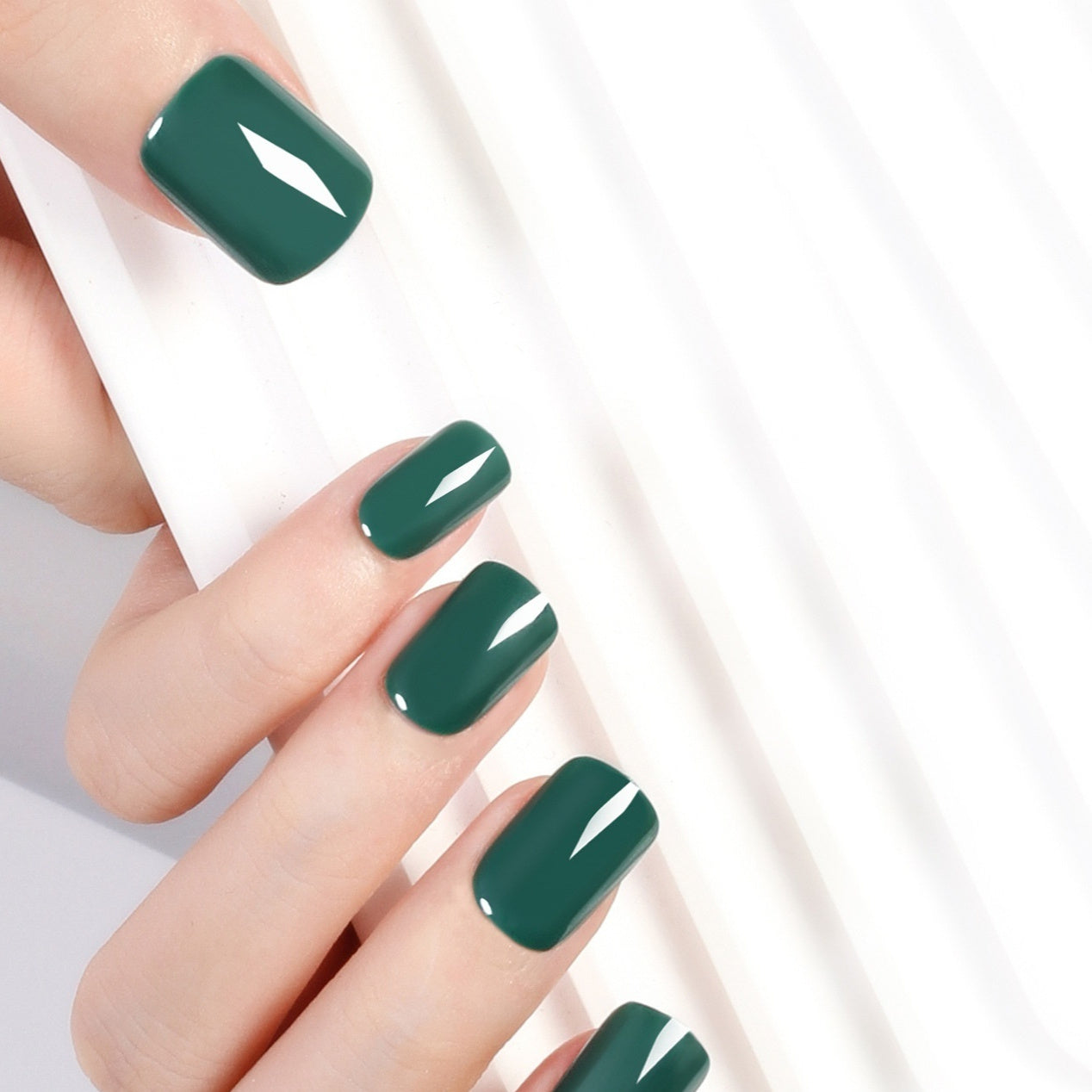 Short Square Head Solid Color Nail Stickers Finished Product 24 Pieces