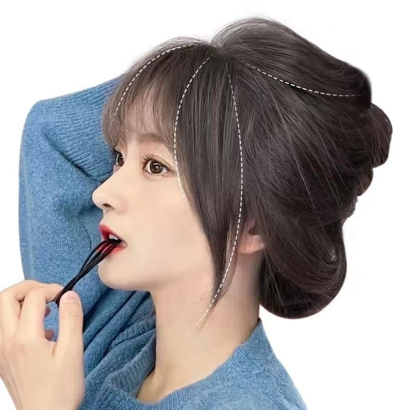 3d French Air Bangs Wig Set Female Head Seamless