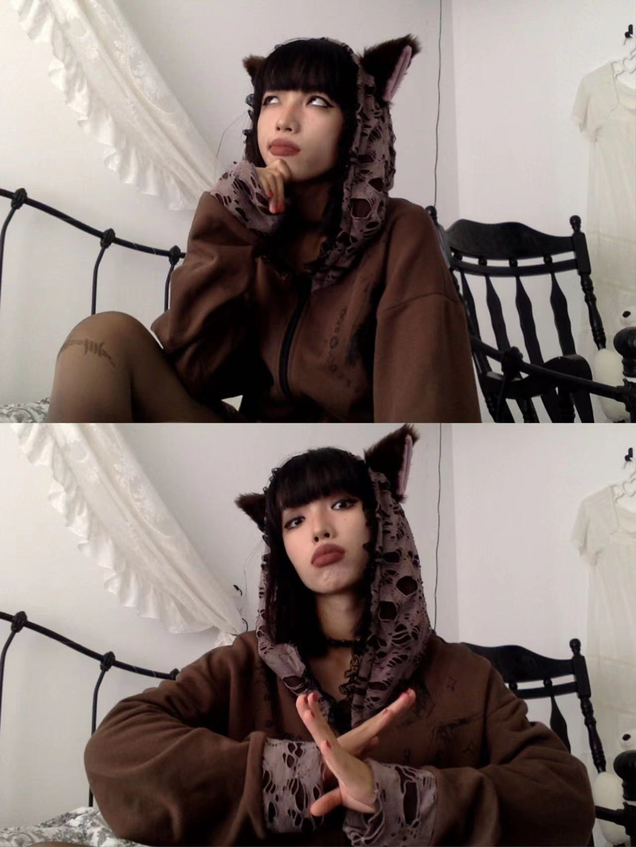 Dark Subculture Hooded Zip Ripped Sweatshirt Jacket
