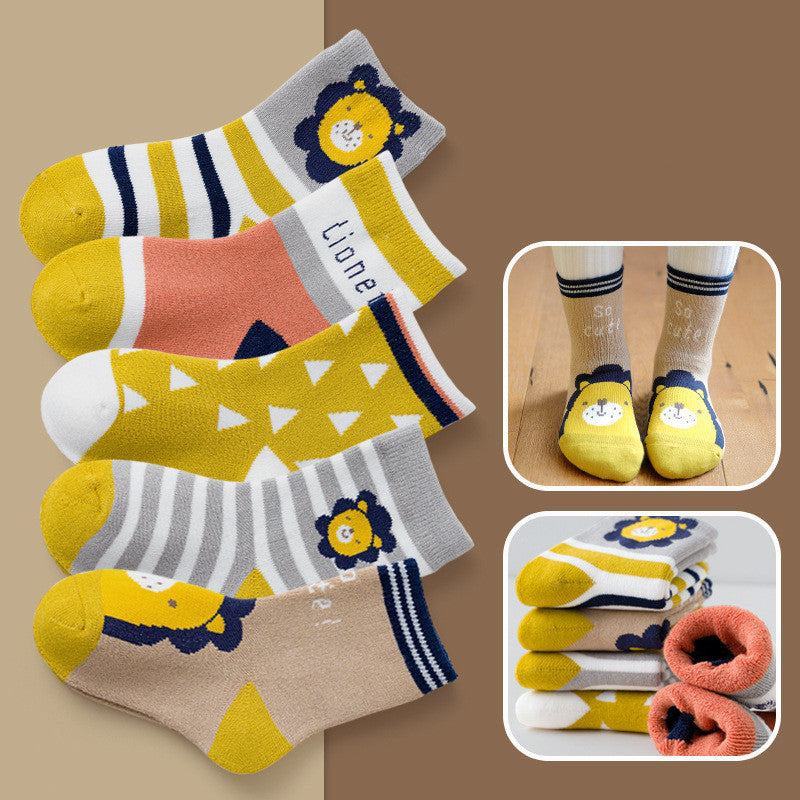 Children's Padded Terry-in-tube Baby Cotton Socks Cartoon Giraffe Towel