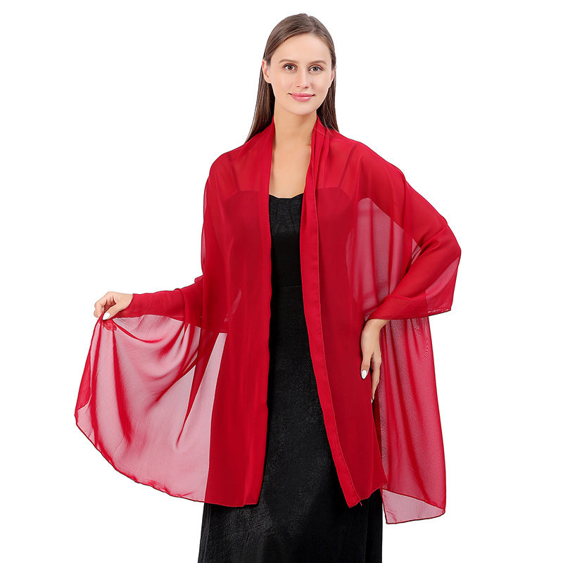 High Quality Solid Color Chiffon Dinner Shawl