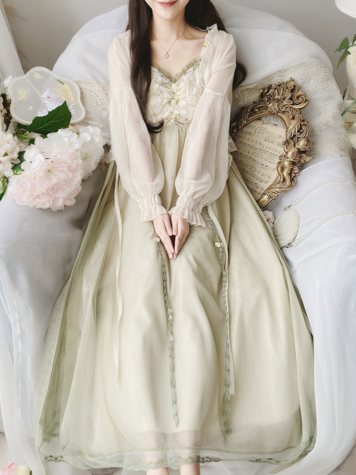 Dress With Super Fairy Lace Patchwork Mesh