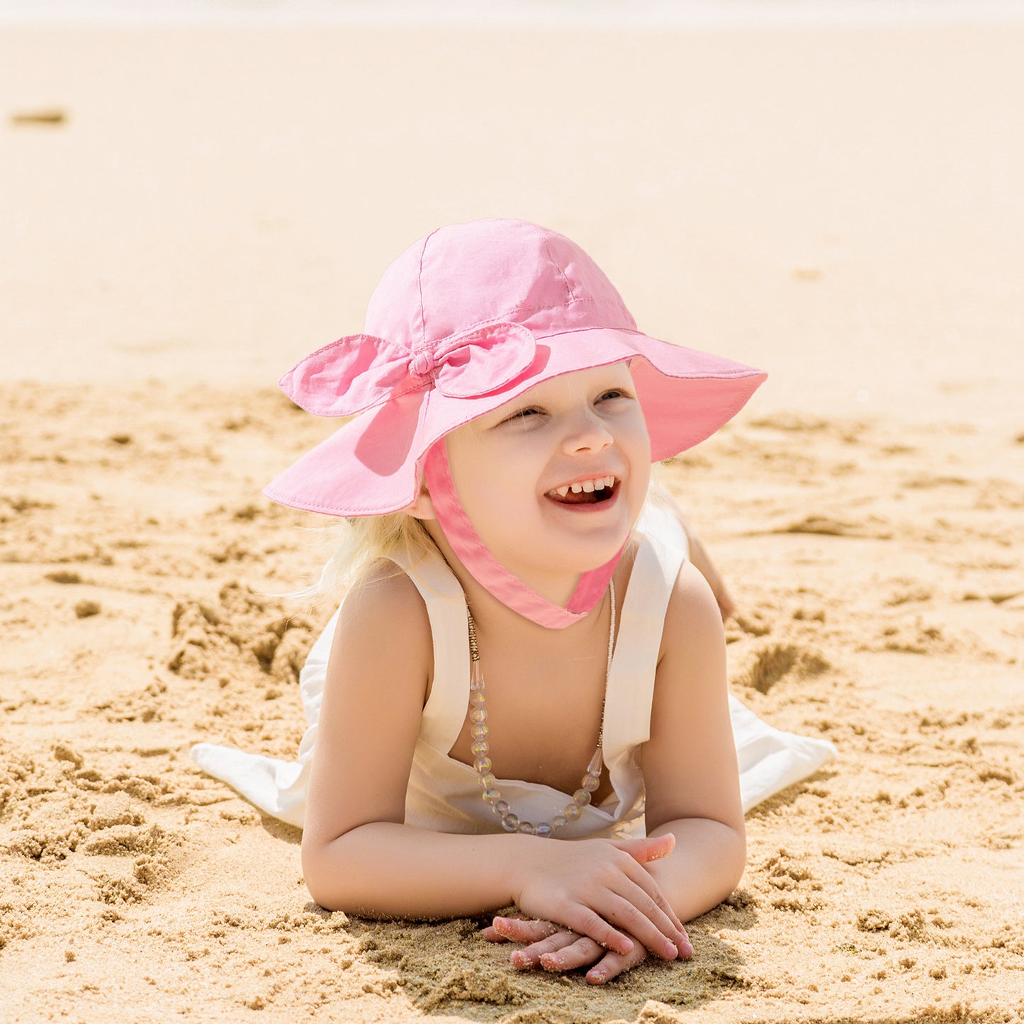 Solid Color Bow Breathable Male And Female Baby Sun Hat