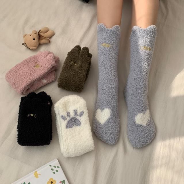 Autumn And Winter Thickening Velvet Thermal Non-slip Room Socks