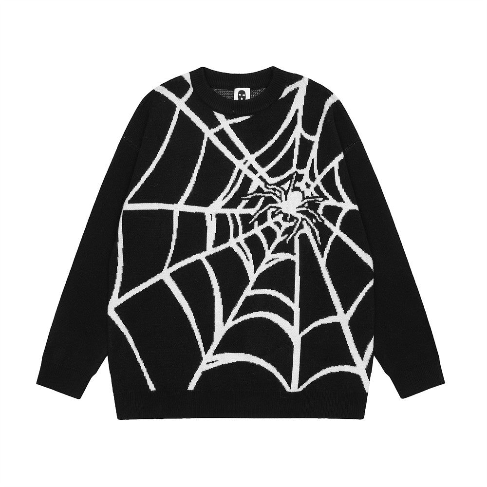 Spider Web Jacquard Knitted Sweater For Men