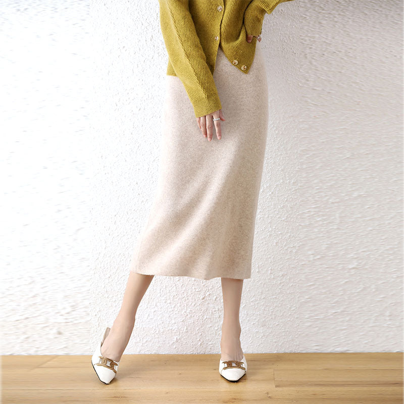 Women's Autumn And Winter Commuting Fashion Solid Color Dress Casual Temperament Sheath Skirt