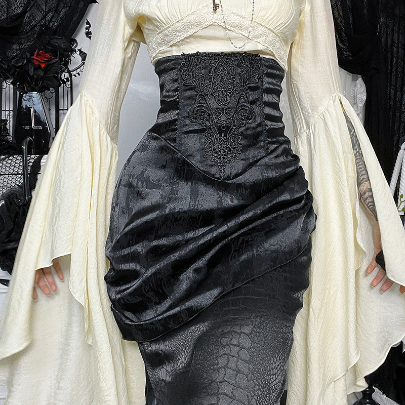 Irregular High-waist Figure-flattering Versatile Long Skirt