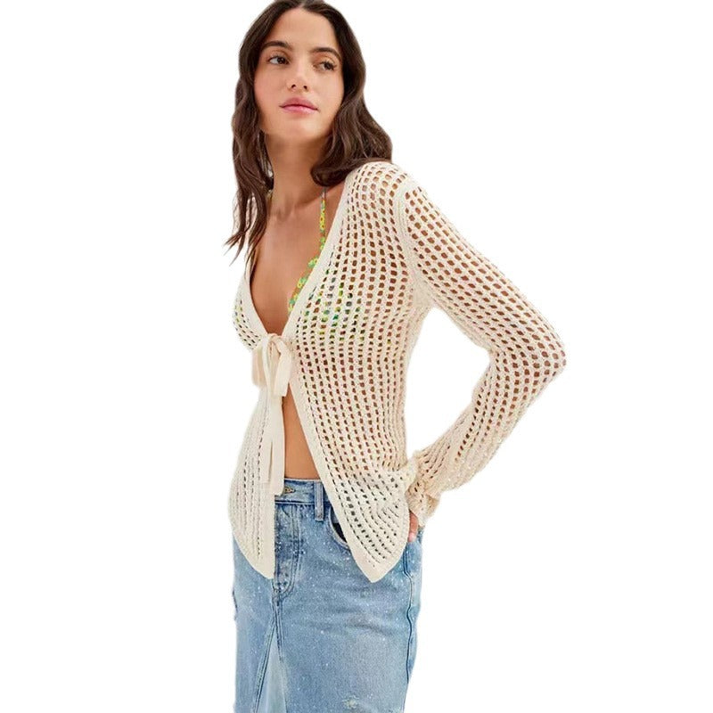 Sexy Knitted Hollow Beach Bikini Swimsuit Outwear Sun Protection Shirt