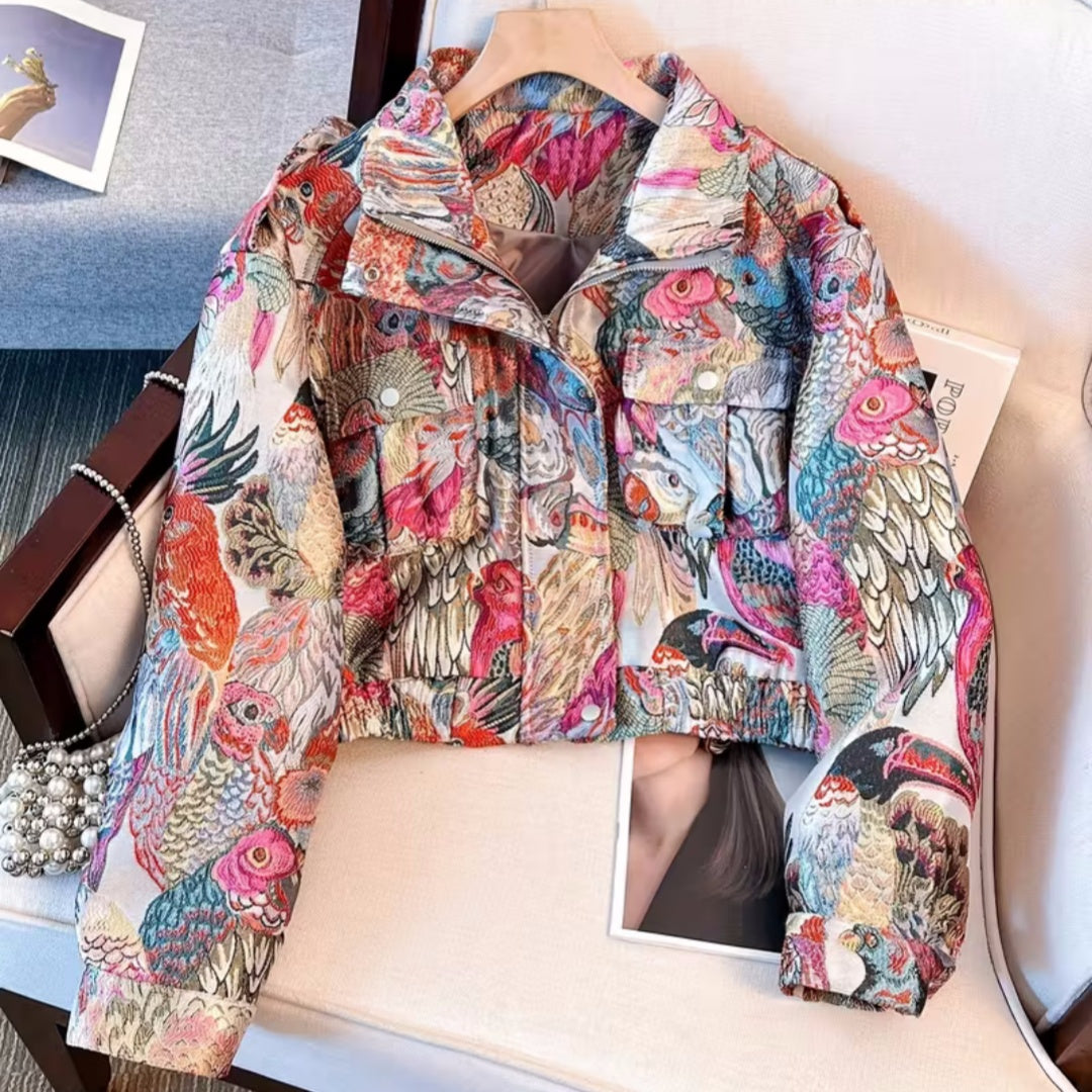 European And American Women's Fall New Peacock Printings Jacket
