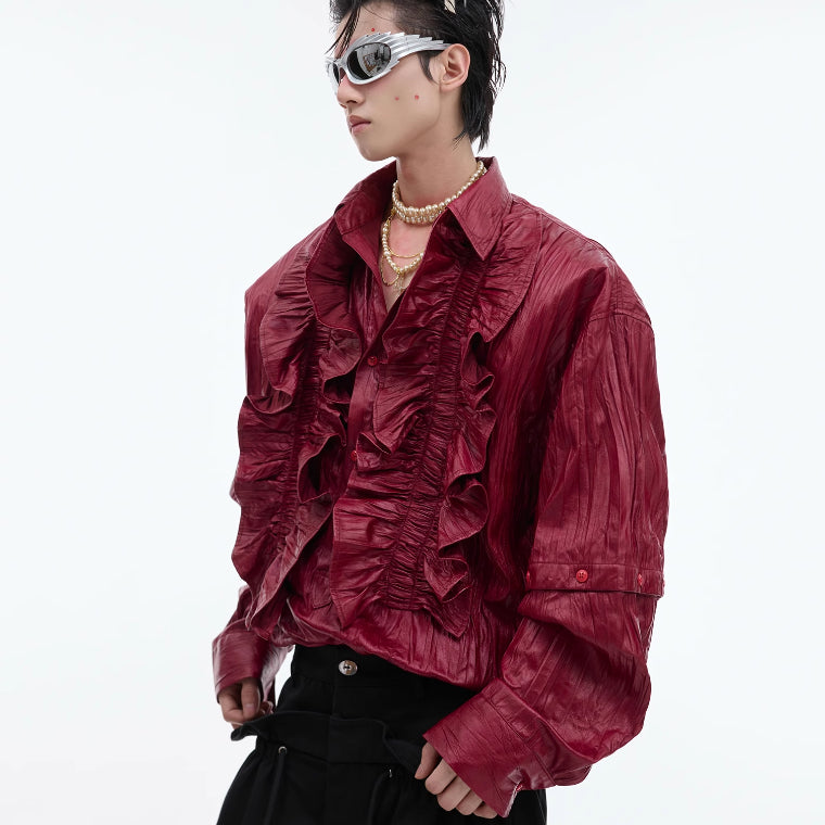 Niche Ruffled Stitching Design Long Sleeve Shirt