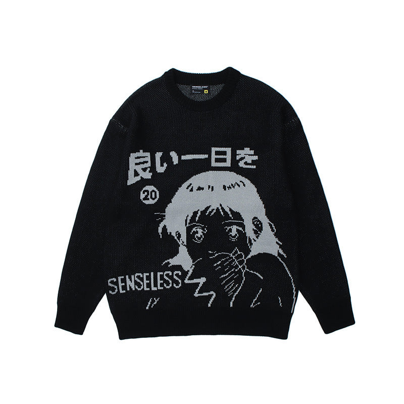 Men And Women Japanese Street Comic Girl Loose Long Sleeve Sweater