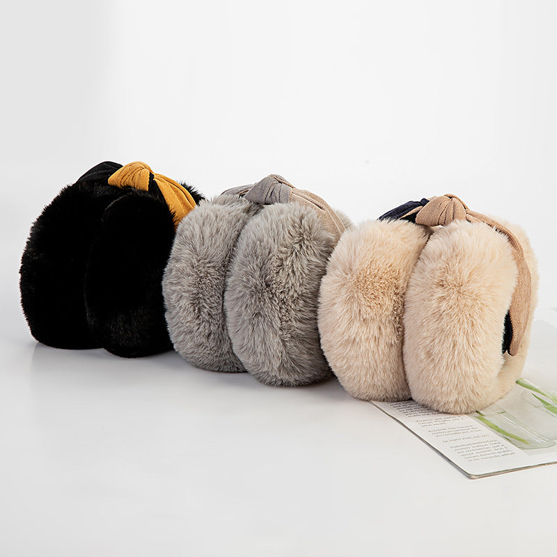 New Two-color Headband Folding Lazy Rabbit Fur Warm Earmuffs