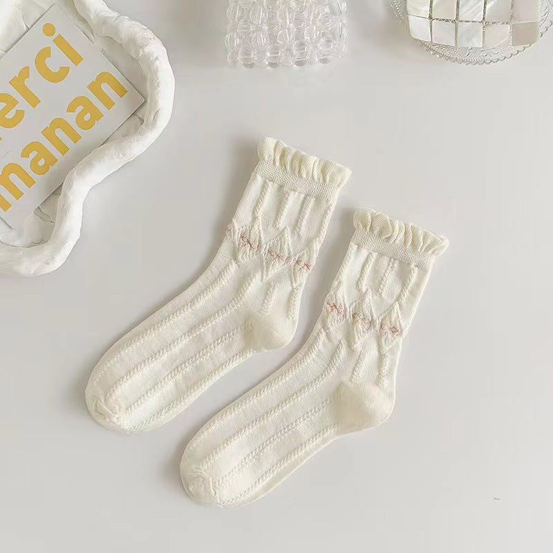 White Lace Fall Socks Ins