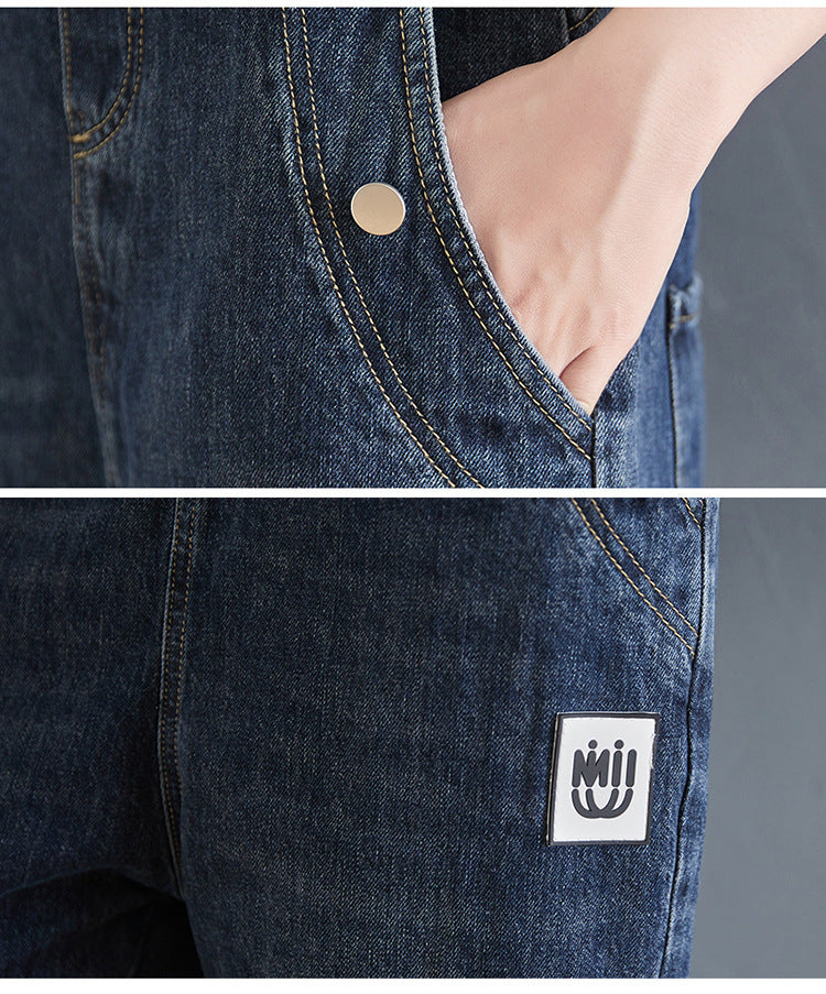 Women's Loose Ninth Plus Size Denim Overalls