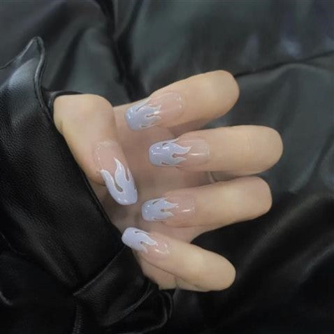 Blue Flame Lengthened European And American Wear Disassembled Nail Art