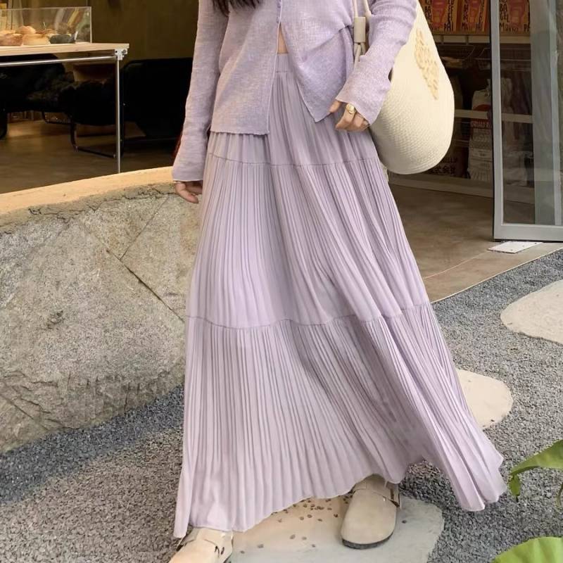 Elastic Waist Cross-body Slimming Dress Big Hem Umbrella Skirt