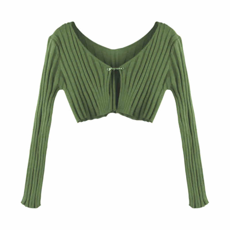 Deep V-neck Low Cut Cardigan Top Ultra-short Shawl