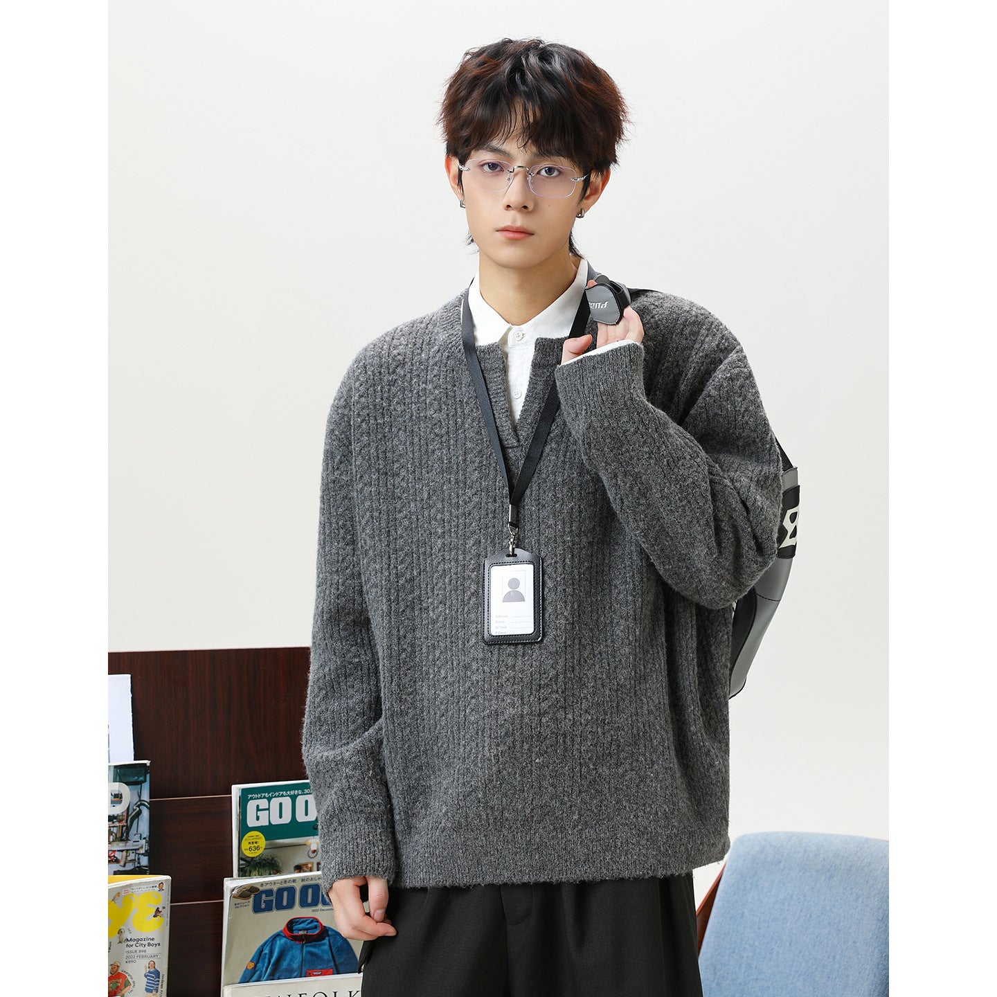 Retro Loose-fit Heavyweight Textured Knit Sweater Cardigan