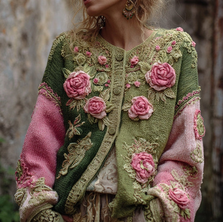 Women's Printed Wear Cardigan Knitted Coat