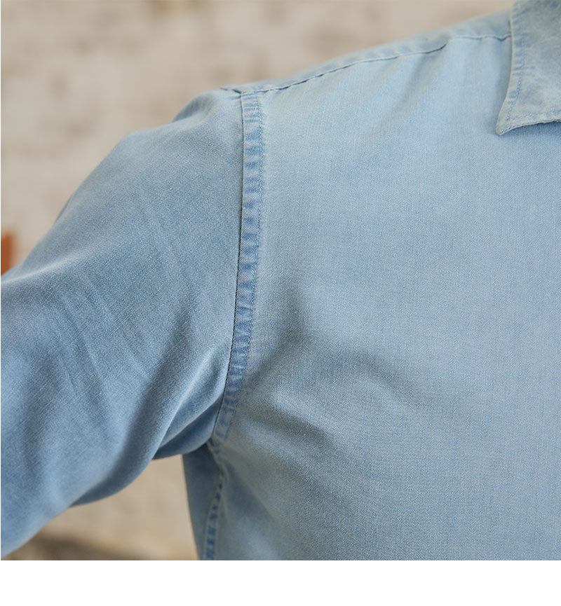 British Fashion Men's Casual Gentry Denim Long Sleeve Shirt