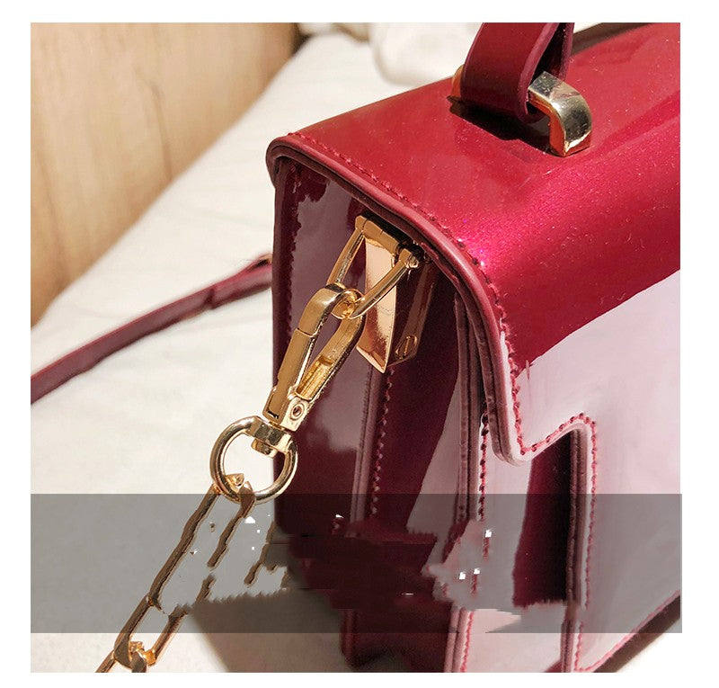 Lacquer Leather Versatile Chain One Shoulder Crossbody Small Square Bag