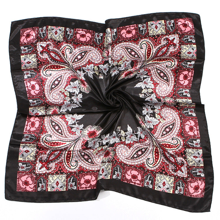 Spring And Autumn Women's Printed 90 Large Kerchief Artificial Silk Floral Scarf