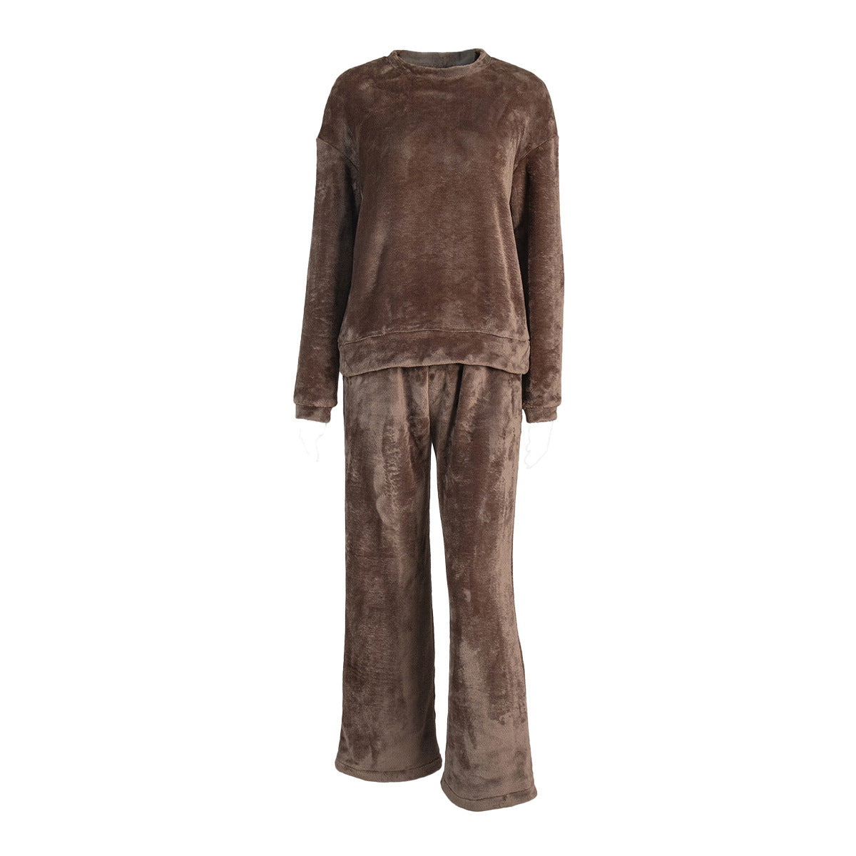 Womens Crew-neck Long-sleeve Top And Pants Pajama Set