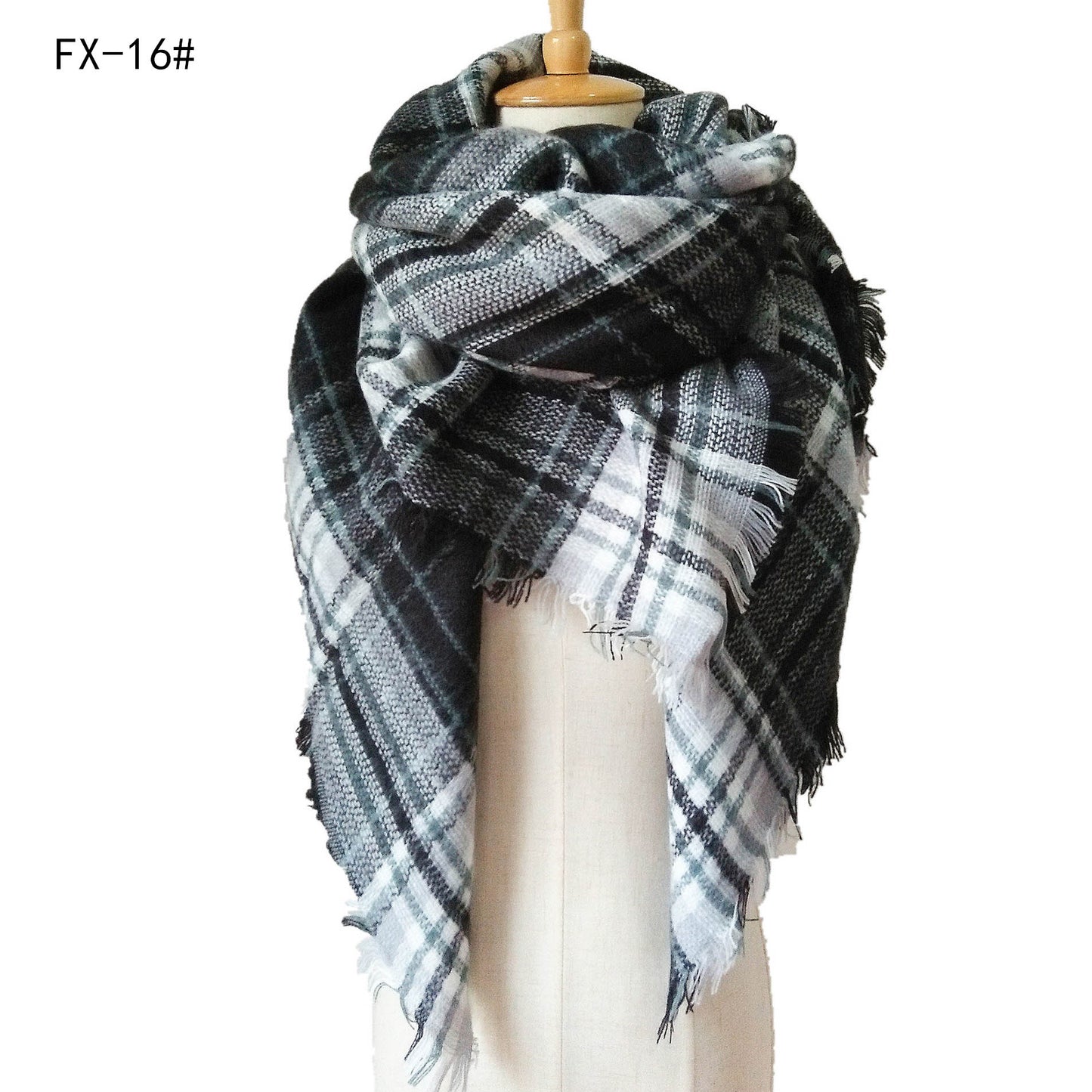 Cashmere-like Double-sided Colorful Plaid Scarf