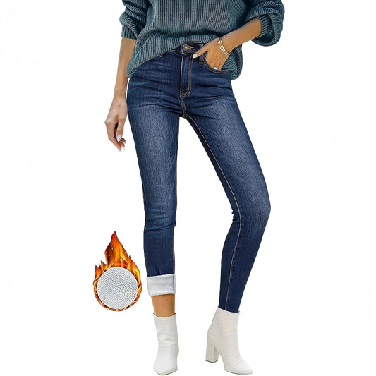 Women's Front Button Simple Velvet Slim Fit Skinny Jeans Daily Casual