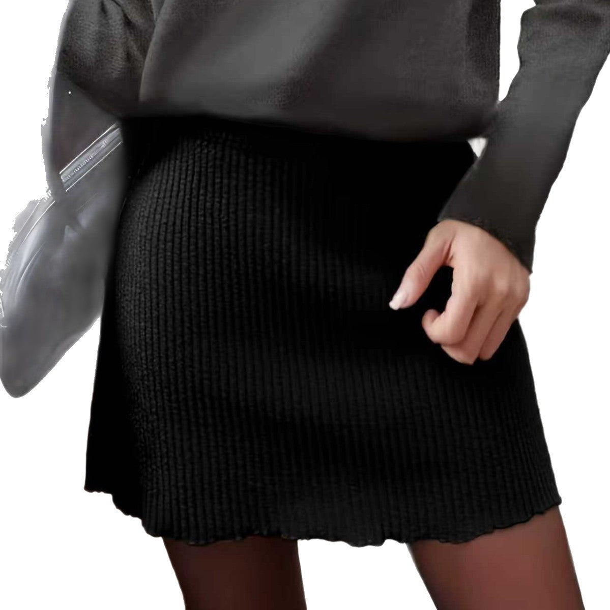 Slimming Ribbed Womens Midi Skirt