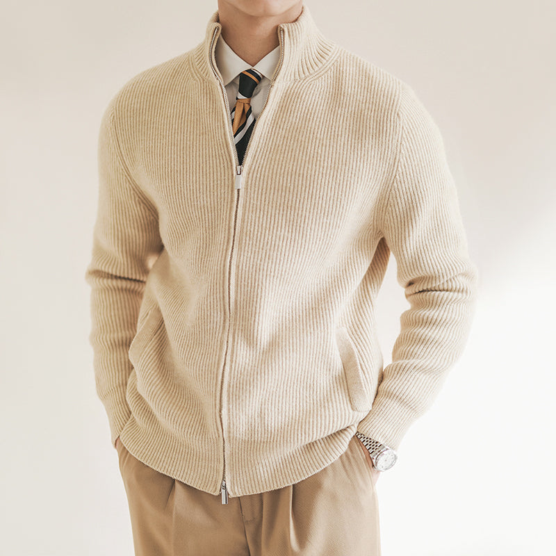 Afslappet varm sweater lynlås cardigan til mænd i retrostil