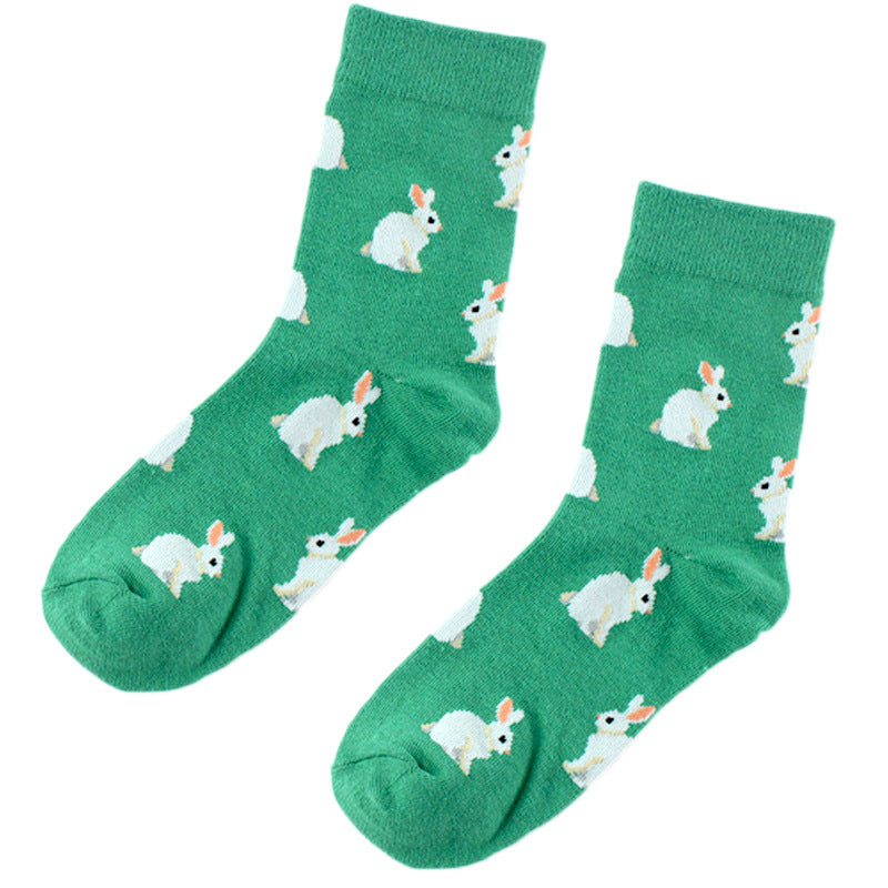 Spring Autumn And Winter Women's Cartoon Animal Middle Tube Socks