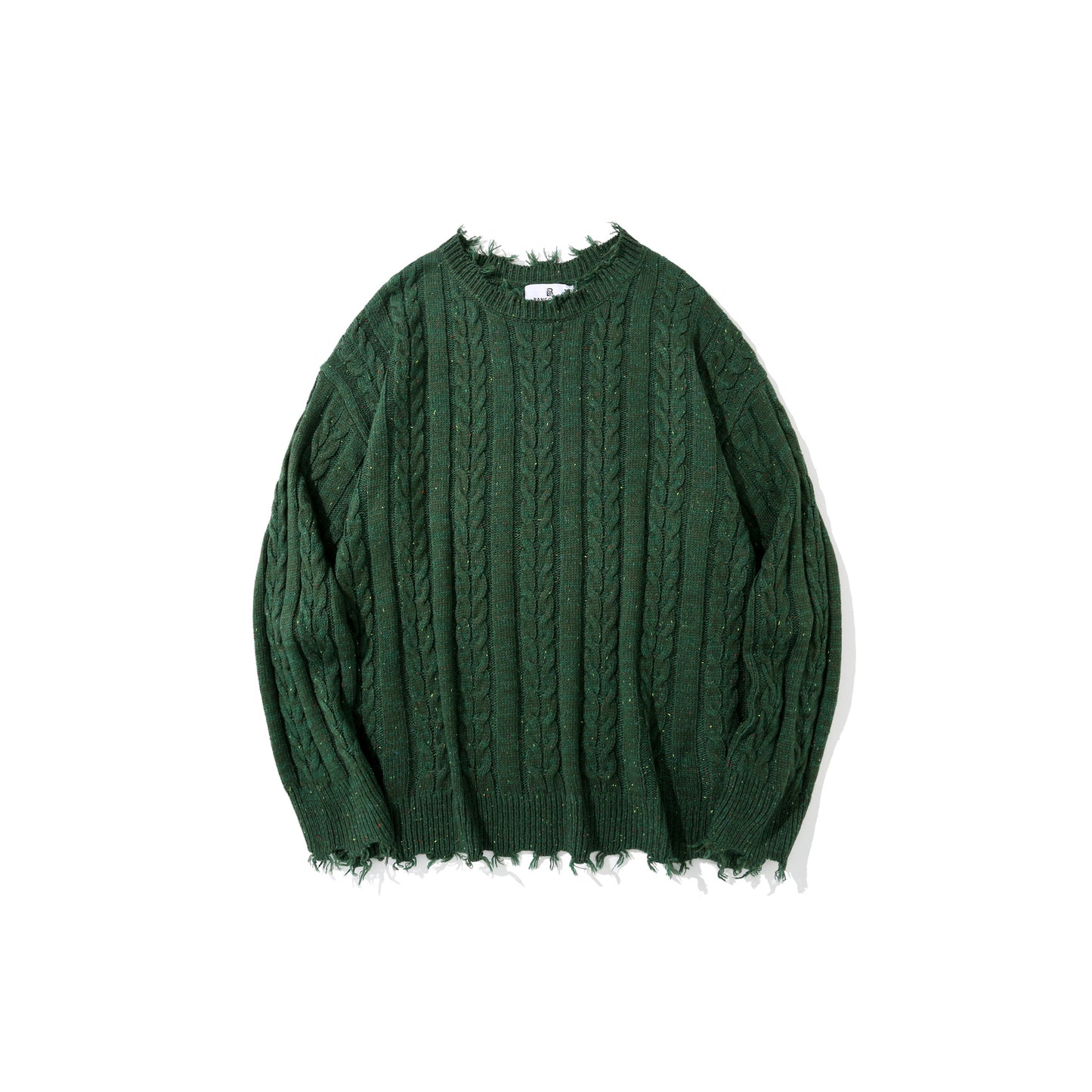 Pure Color Jacquard Twist Ripped Sweater Men's High Street Idle Style