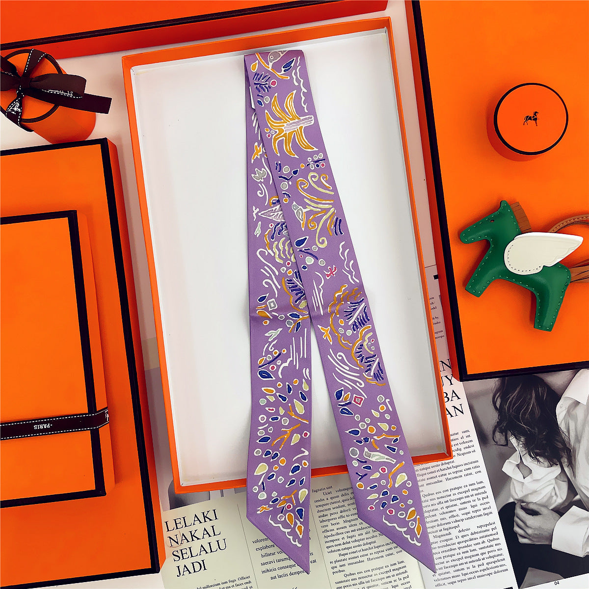 Thin Narrow Ribbon Strip With Floating Ends