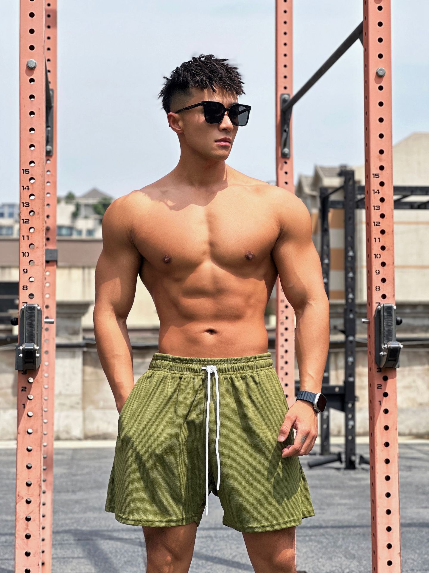 Men's Fitness Sports Casual Waffle Shorts