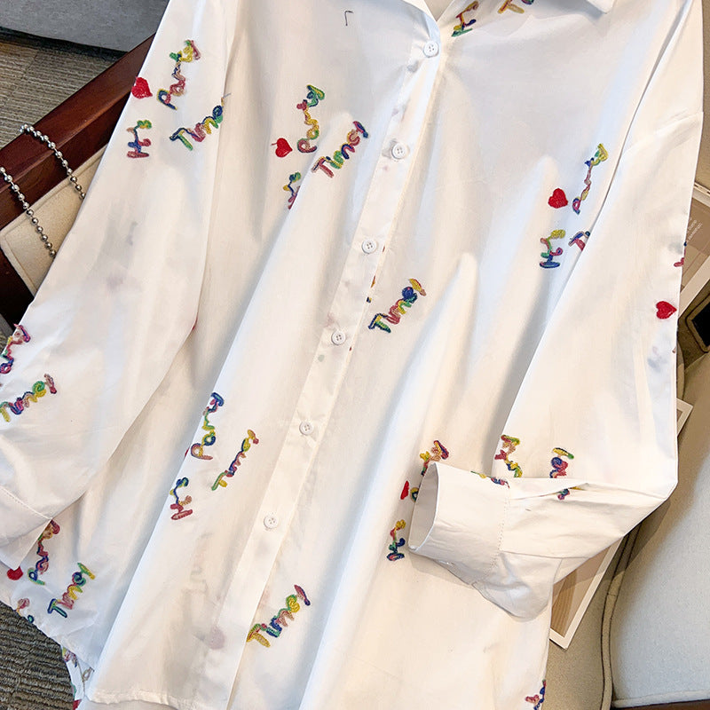 Fashion Personality Female Letter Embroidered Top