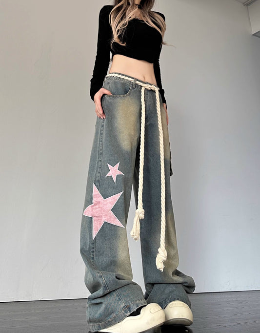 Retro løse fritidsjeans til kvinder med straight fit og slankende effekt