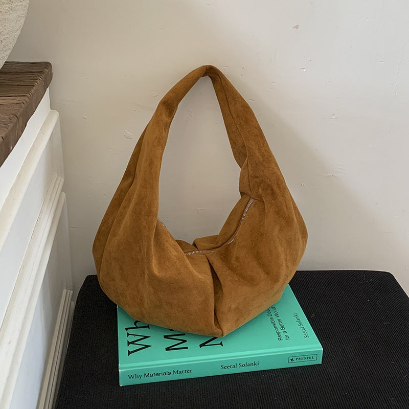 Suede Retro Minimalist Casual Pleated Tote Bag