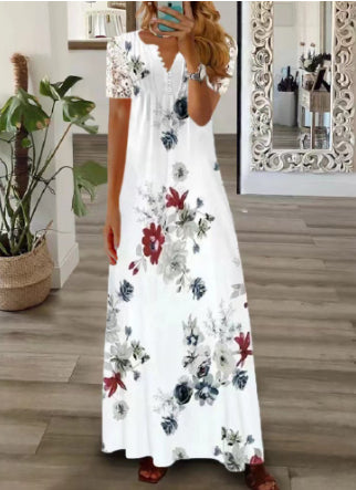 Women's Lace V-neck Strap Long Skirt