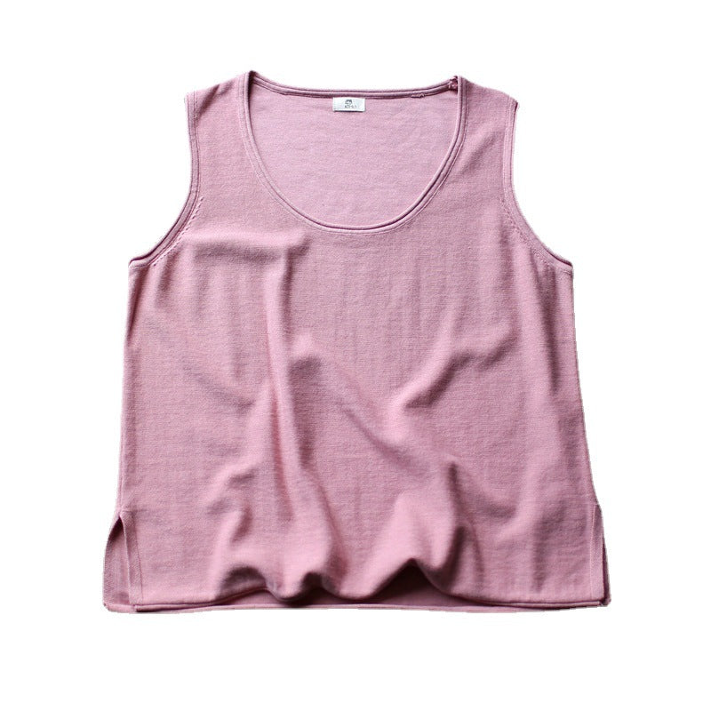 Round Neck Women's Loose Artistic Curling Distressed Vest