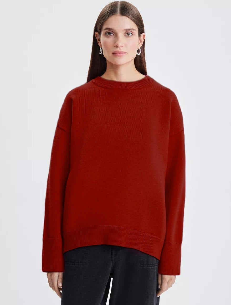 Women's Knitted Round Neck Solid Color Loose Fashion Sweater